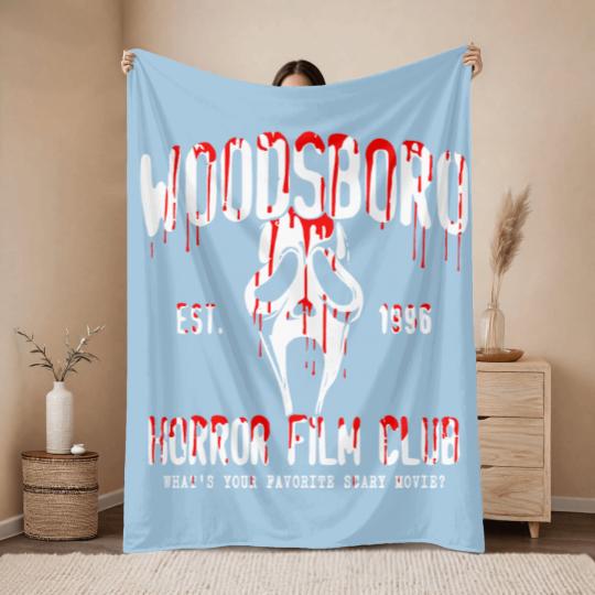 Discover Horror Ghost Face Throw Blankets, Woodsboro Horror Film Club