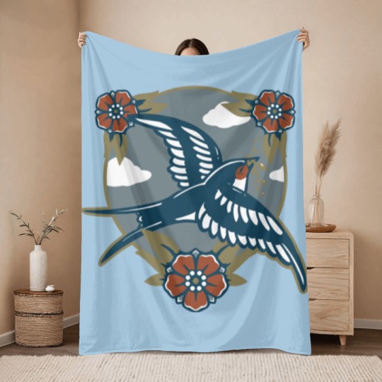 Discover Vintage Swallow - Vintage - Throw Blankets