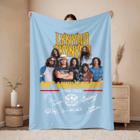 Discover Lynyrd Skynyrd 59th Anniversary 1964-2023 Signatures Throw Blankets