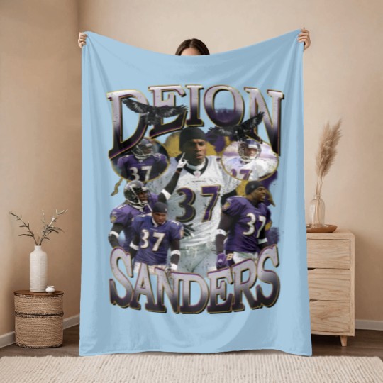 Discover Deion Sanders Ravens Vintage 90's Style Throw Blankets