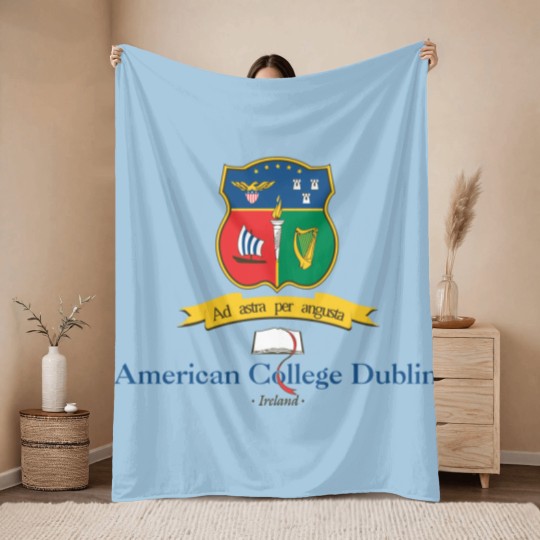 Discover American College Dublin Design logo 1 Throw Blankets