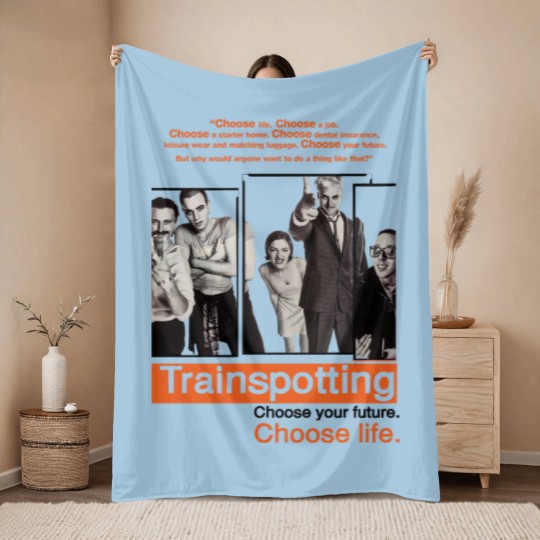 Discover Vintage Throw Blankets Trainspotting NATURAL color Men Woman Unisex Throw Blankets