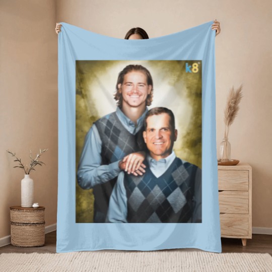 Discover Streetwear - Football Justin Herbert and Jim Harbaugh Throw Blankets