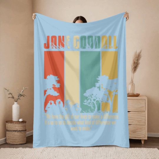 Discover Cotton Navy Jane Goodall Difference Crew Neck Tops Fashion Tees Throw Blankets