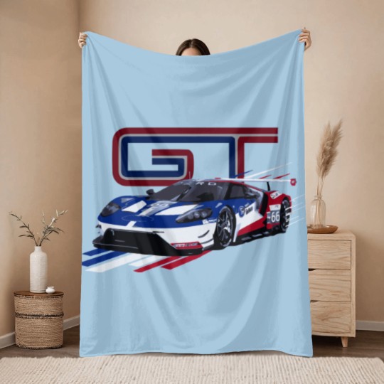 Discover GT IMSA GTLM Race Car Premium Throw Blankets