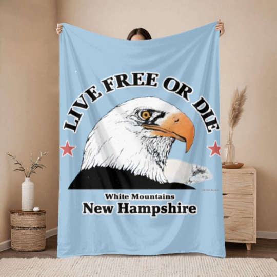 Discover 80s Live Free Or Die New Hampshire White Mountains Eagle 1985 Throw Blankets