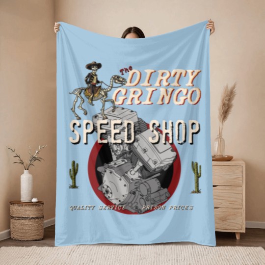 Discover TheGringo Speed Shop Rat Rod y Twin Cam Motorcycle Throw Blankets