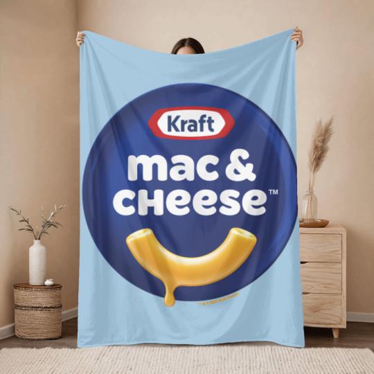 Discover heinz kraft mac cheese macaroni big chest logo Throw Blankets
