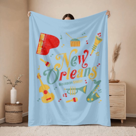 Discover New Orleans Louisiana Music Lovers Throw Blankets Bourbon Street Throw Blankets