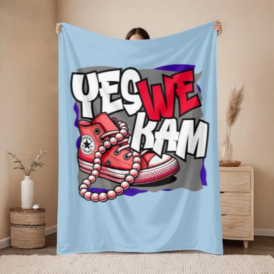Discover Kamala Harris , Yes We Kam, red white and blue, Throw Blankets