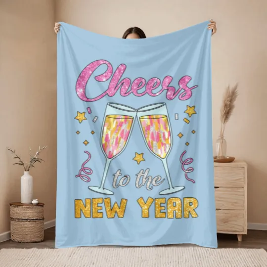 Discover New Year 2025 Throw Blankets, Cheers to the New Year, Retro New Years Throw Blankets