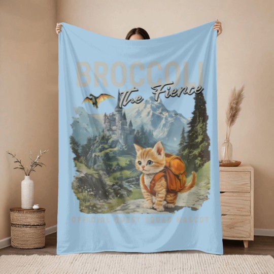 Discover Broccoli the Fierce Throw Blankets, Sworn Protector of the Quest Squad Throw Blankets, Fourth Wing Inspired