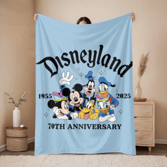 Discover Disneyyland 70th Anniversary Throw Blankets, Castle Platinum Celebration 1955-2025 Throw Blankets