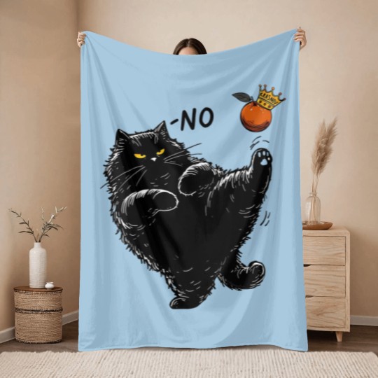 Discover No Kings in America Black Cat Throw Blankets, No Kings Throw Blankets, Funny Political Meme Throw Blankets