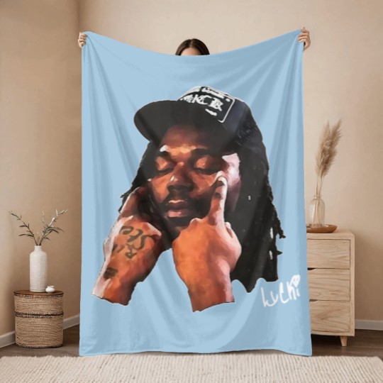 Discover Lucki - Graphic Throw Blankets, Rap Throw Blankets, Vintage Style Rap Throw Blankets, Hip Hop Throw Blankets