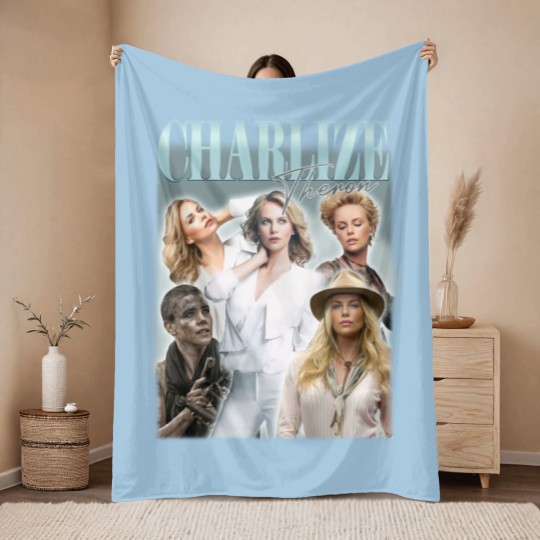 Discover Charlize Theron Vintage Bootleg Throw Blankets, Charlize Theron Vintage Graphic Throw Blankets