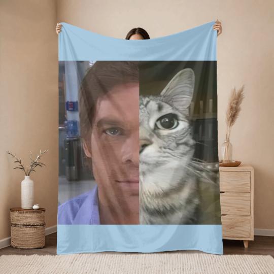 Discover Dext Morgan Throw Blankets, Funny Cat Meme Throw Blankets, Unisex Heavy Cotton Throw Blankets, Gift for Dexter Fans, TV Show Fan Throw Blankets