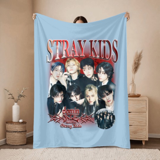 Discover Stray Kids dominATE World Tour US 2025 Graphic Throw Blankets, Stray Kids Hop Album Throw Blankets