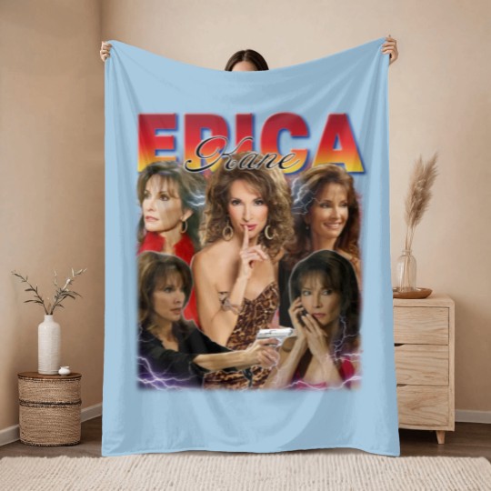 Discover Erica Kane Throw Blankets, All My Children Fans, Homage Erica Kane 90s Throw Blankets, Movie Character Throw Blankets