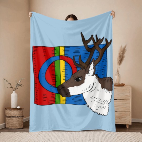 Discover sami flag and reindeer. Sámi people. Throw Blankets