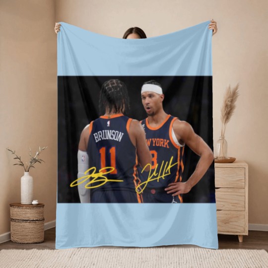 Discover Jalen Brunson and Josh Hart With Signature Vintage Throw Blankets, New York Basketball Retro 90s Throw Blankets