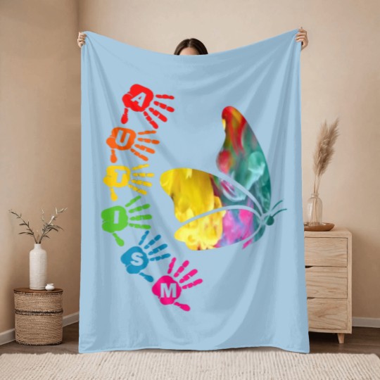 Discover Autism Awareness Day - Autism Butterfly Throw Blankets