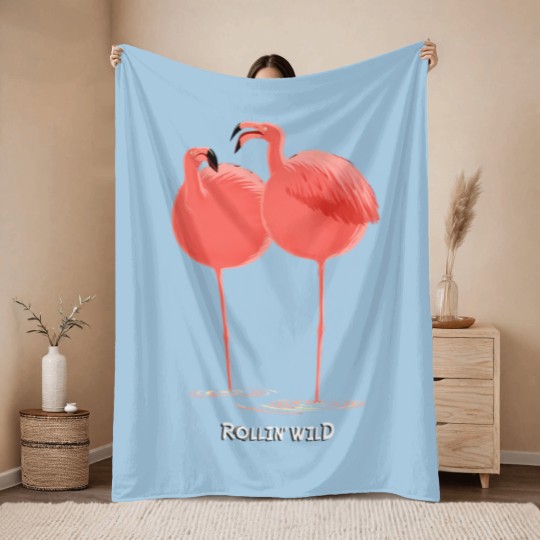 Discover Rollin' Wild - Flamingos Throw Blankets