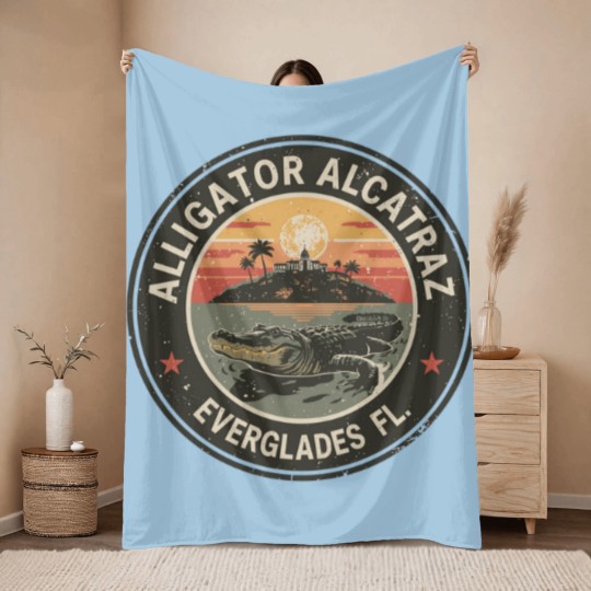 Discover Alligator Alcatraz Throw Blankets, Everglades Florida Parody Throw Blankets, Funny Vintage