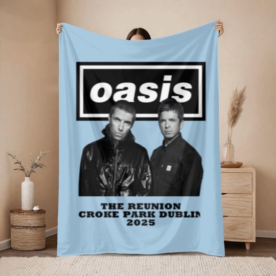 Discover Oasis Croke Park Dublin 2025 The Reunion graphic Throw Blankets