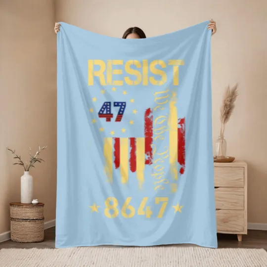 Discover Anti Trump 8647 86 47 US Flag We The People Impeach 47 Unisex Throw Blankets
