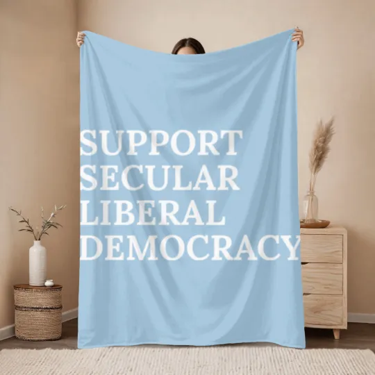 Discover Text: Support Secular Liberal Democracy (white) Throw Blankets