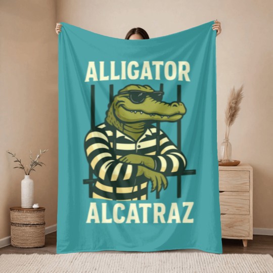 Discover Alligator Alcatraz Throw Blankets Comfort Colors, Funny Gator Throw Blankets, Retro Unisex Graphic Throw Blankets