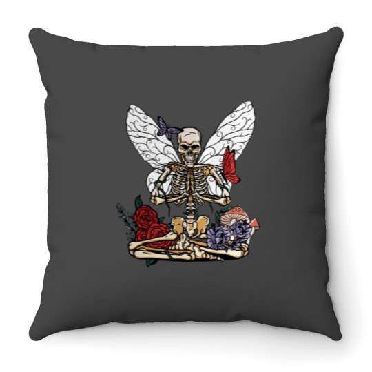 Discover Yoga Skeleton Butterfly Fairycore Aesthetic Cottagecore Throw Pillows