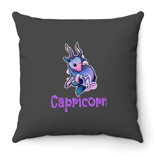 Discover Capricorn Zodiac Sign Kawaii Goat Throw Pillows