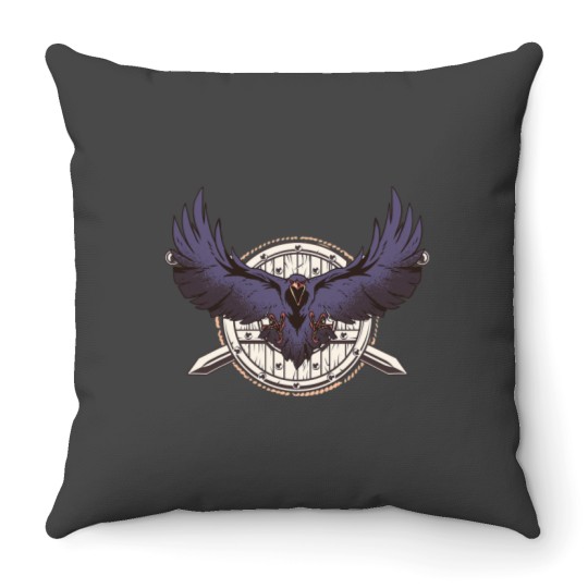 Discover Odins Raven Hugin Munin Viking Valhalla Throw Pillows