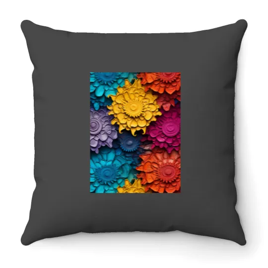 Discover 3D Embossed Colorful Floral Graphic Throw Pillows