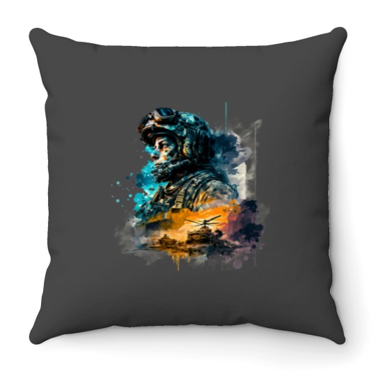 Discover Soldier watercolor print Throw Pillows