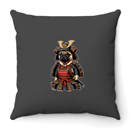 Discover Pug Japanese Samurai Puppy Dog Ninja Lover Martial Art Throw Pillows