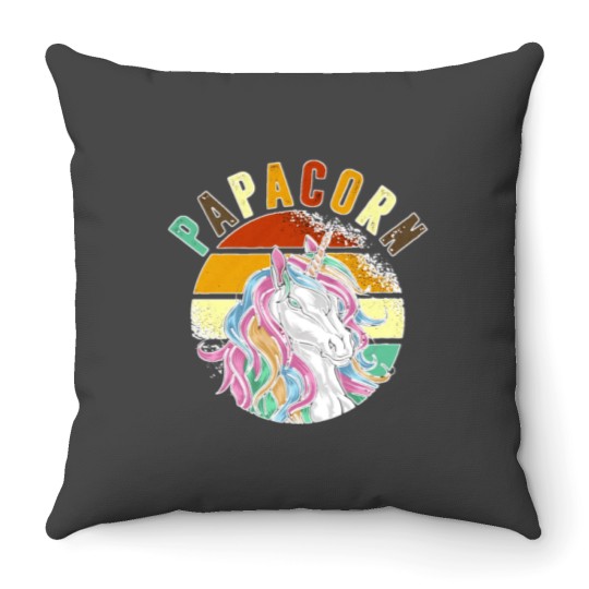 Discover Papacorn T-Shirt - Vintage Tshirt Throw Pillows