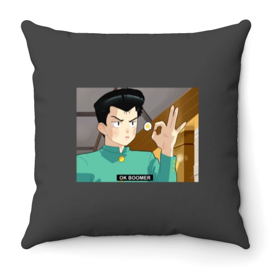 Discover YYH Yusuke Urameshi says OK boomer Throw Pillows