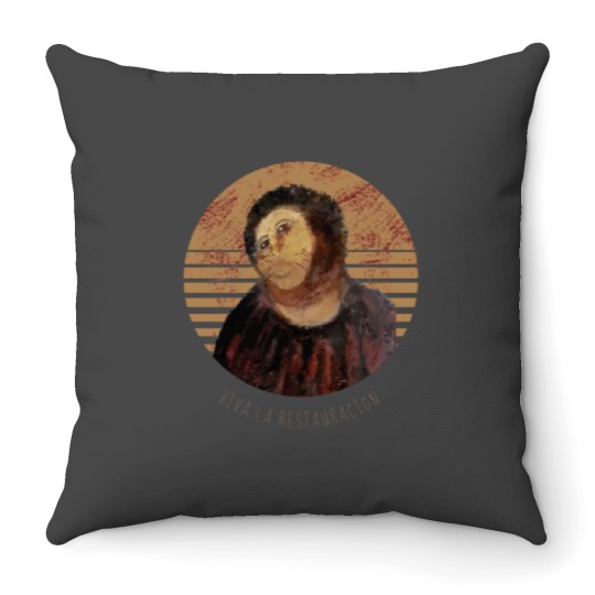 Discover Viva La Restauracion Jesus Fresco Restoration Fail Meme Throw Pillows
