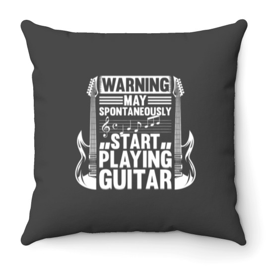 Discover Guitar Player Warning May Spontaneously Start Playing Guitar Throw Pillows