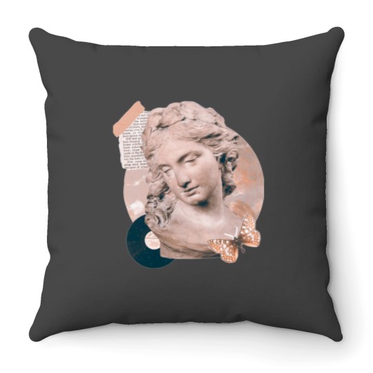 Discover you are my Venus dark academia collage Sticker Throw Pillows