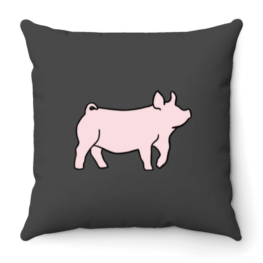 Discover Yorkshire Show Pig Sticker Throw Pillows