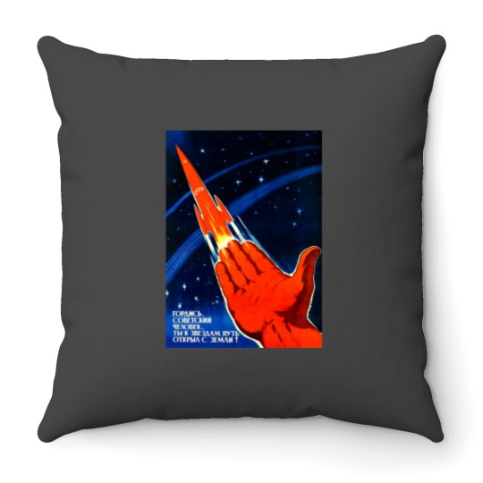 Discover vintage space poster [HQ-quality1 Throw Pillows
