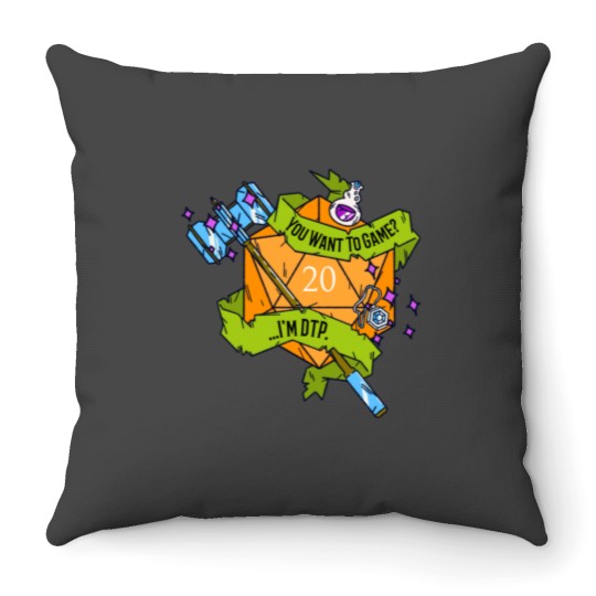 Discover You Want To Game …I’m DTP. (HAMMER) – D20 Table-top-Gaming Throw Pillows