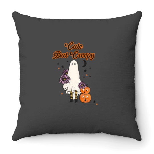 Discover Cute But Creepy Happy Holloween Throw Pillows