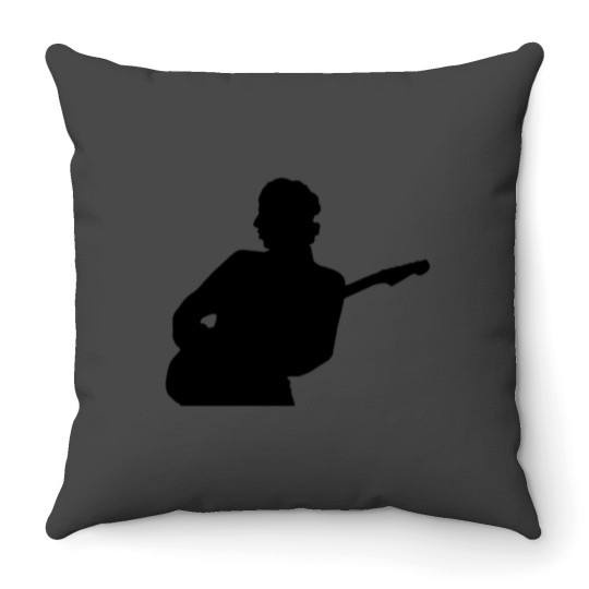 Discover Mark Knopfler Dire Straits Silhouette - Black White  Sticker Throw Pillows