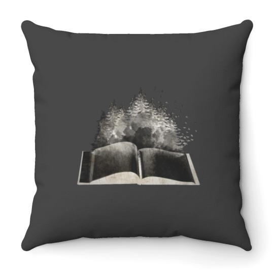 Discover book black and white Throw Pillows