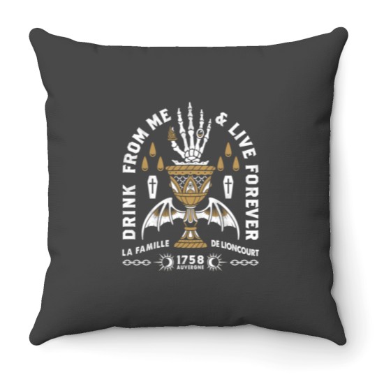 Discover Drink From Me - Lestat Vampire - Gothic Quote cat Throw Pillows